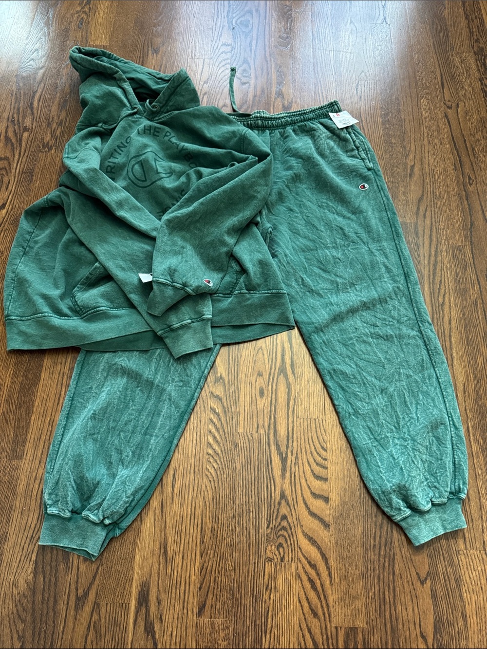 CHAMPION MEN  Dark Green Sweatpants - Elastic Cuff Joggers & Hoodie